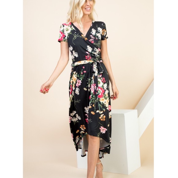 Floral Surplice Dress - Picture 2 of 4